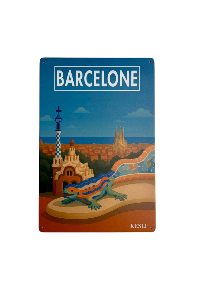 Affiche métal Barcelone – Parc Güell & Sagrada Família