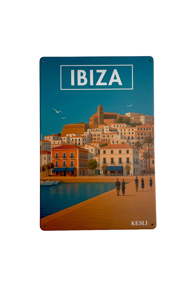 Affiche métal Ibiza – Le port et la citadelle de Dalt Vila
