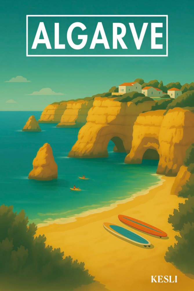 Affiche métal Algarve – Plage de la Marine à Lagoa