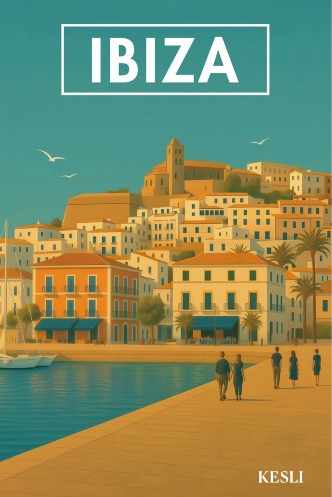 Affiche métal Ibiza – Le port et la citadelle de Dalt Vila